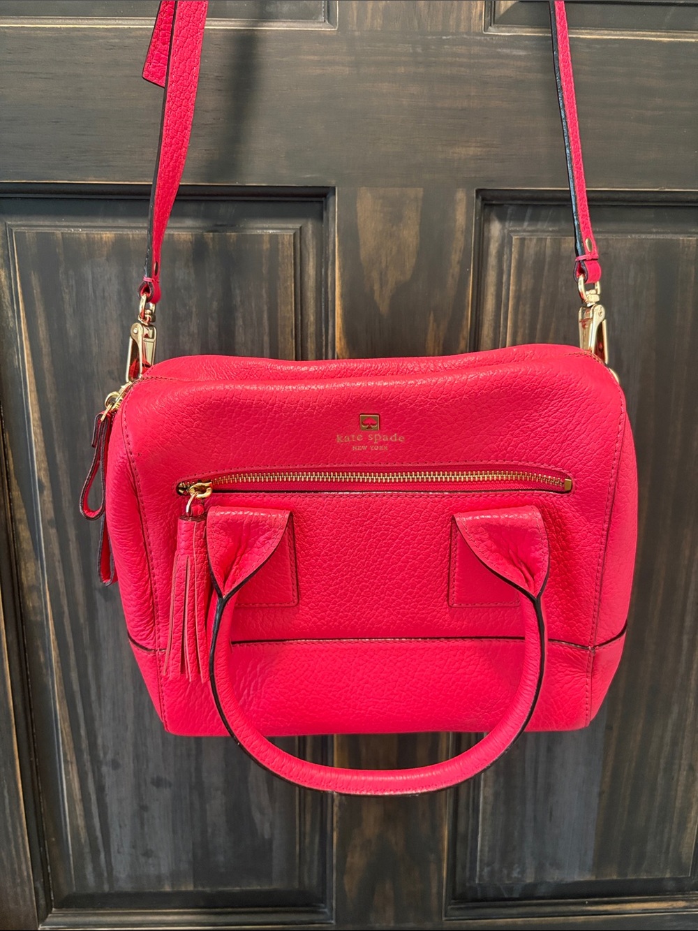 kate spade Bright Pink Pebbled Leather Crossbody Satchel